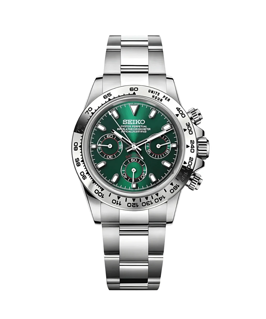 Seiko Mod Daytona Silver Green