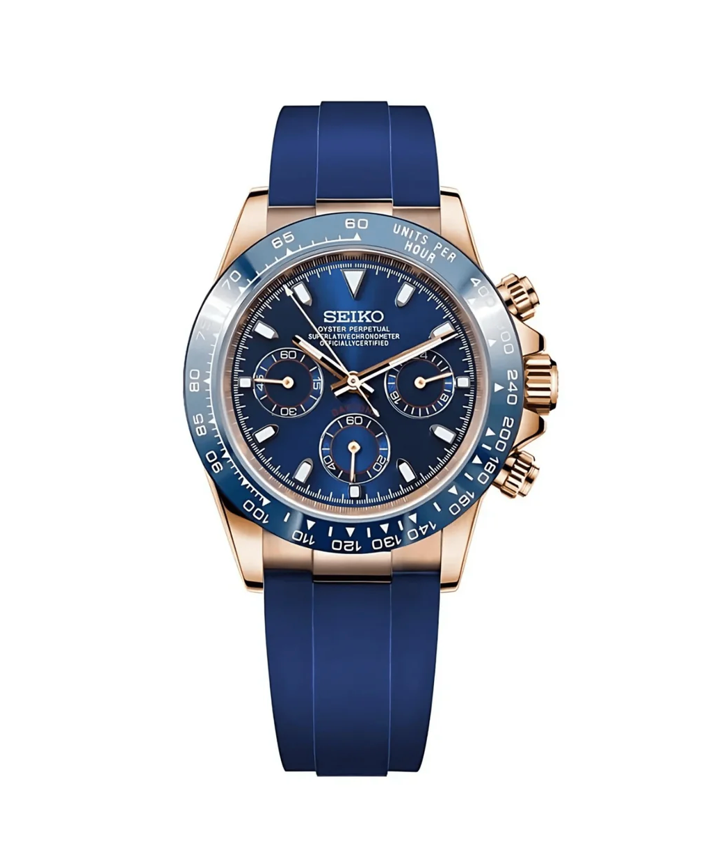 Seiko Mod Daytona Rose Gold Blue - Silicone