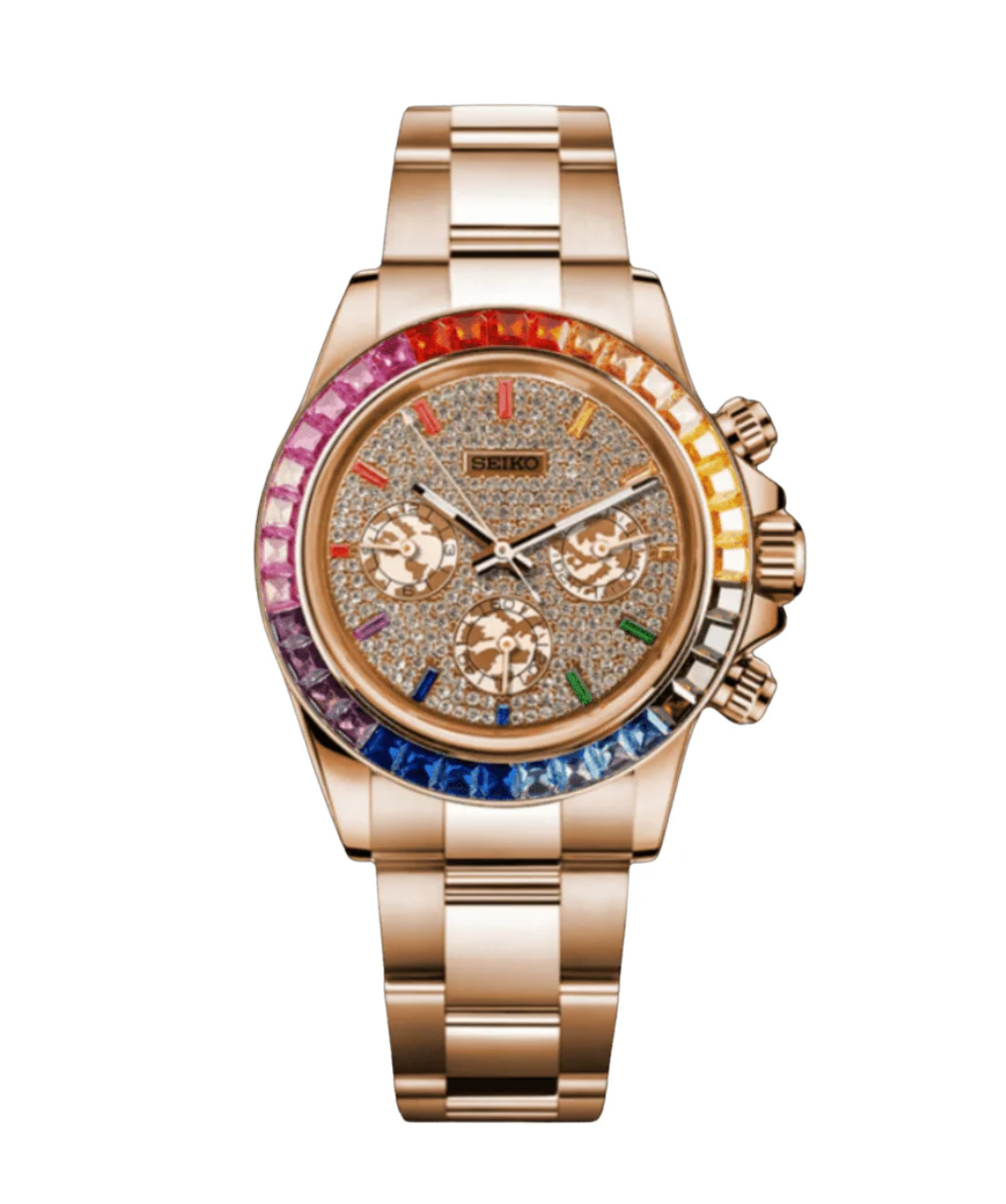 Seiko Mod Daytona Rose Gold - Ice Rainbow