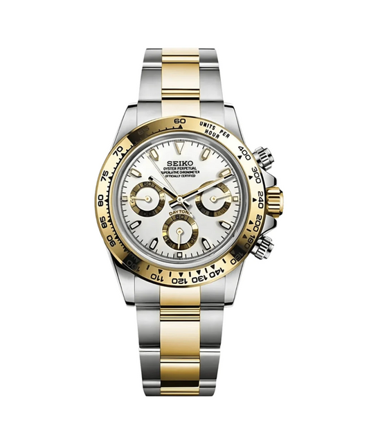 Seiko Mod Daytona Two-Tone Gold White