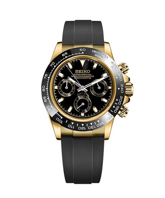 Seiko Mod Daytona Gold Black - Silicone
