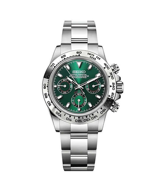 Seiko Mod Daytona Silver Green