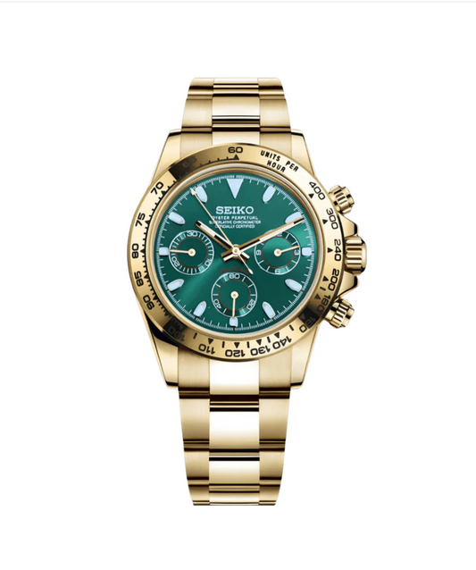 Seiko Mod Daytona Gold Green